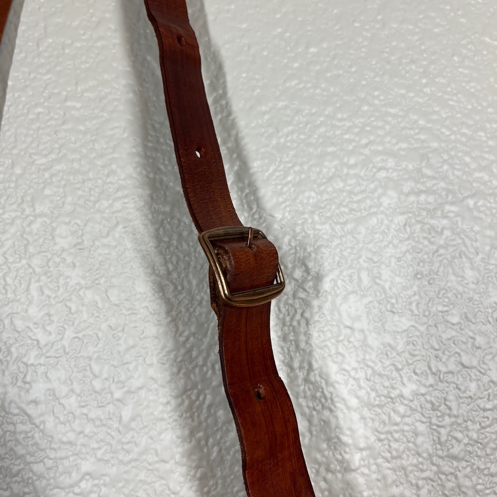 Vintage 70’s Genuine Leather Stitched Embossed Crossbody Bag Mexican Boho - Picture 11 of 11